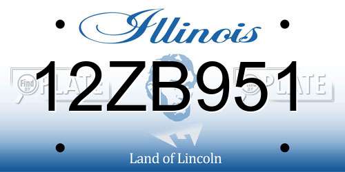 12ZB951 Illinois License Plate