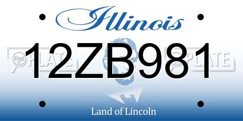 12ZB981 Illinois License Plate