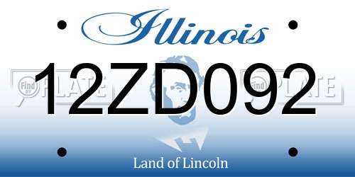 12ZD092 Illinois License Plate