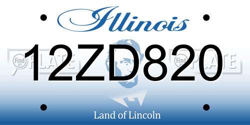 12ZD820 Illinois License Plate