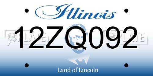 12ZQ092 Illinois License Plate