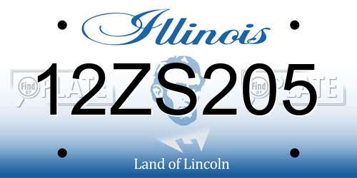 12ZS205 Illinois License Plate
