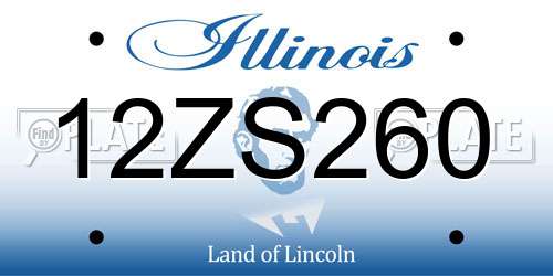 12ZS260 Illinois License Plate