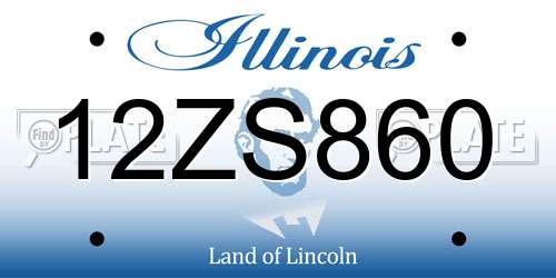 12ZS860 Illinois License Plate