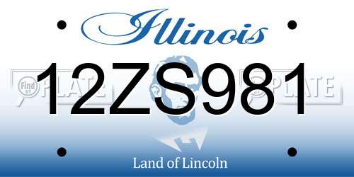 12ZS981 Illinois License Plate