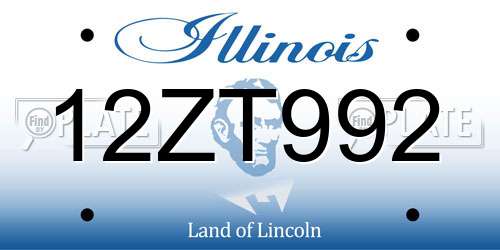 12ZT992 Illinois License Plate
