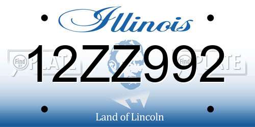 12ZZ992 Illinois License Plate