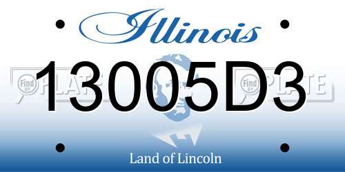 13005D3 Illinois License Plate