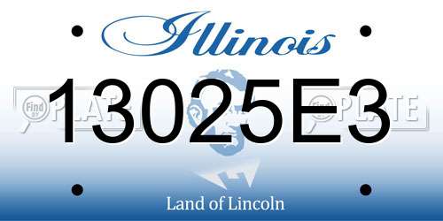 13025E3 Illinois License Plate