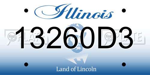 13260D3 Illinois License Plate