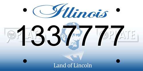 1337777 Illinois License Plate