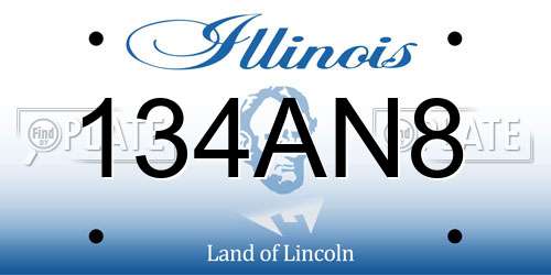 134AN8 Illinois License Plate