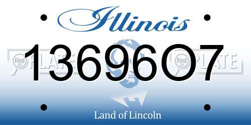 13696O7 Illinois License Plate