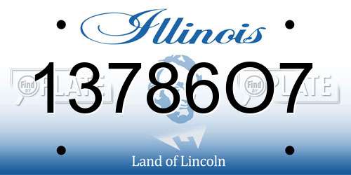 13786O7 Illinois License Plate