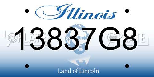 13837G8 Illinois License Plate