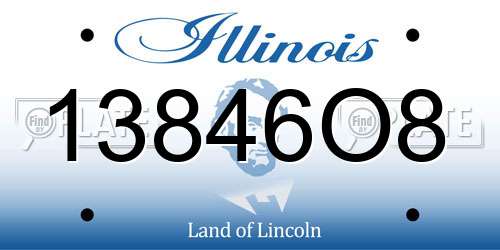 13846O8 Illinois License Plate
