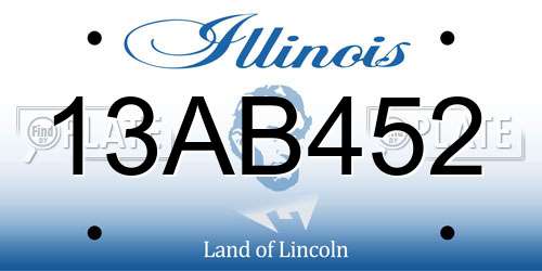 13AB452 Illinois License Plate