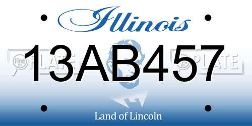 13AB457 Illinois License Plate
