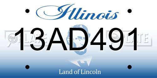 13AD491 Illinois License Plate