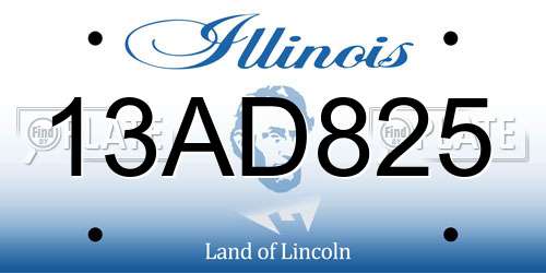 13AD825 Illinois License Plate