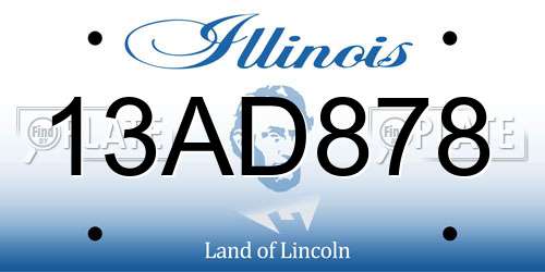 13AD878 Illinois License Plate