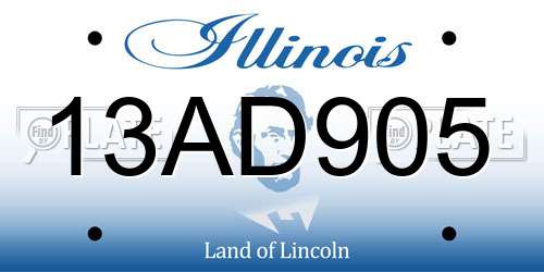 13AD905 Illinois License Plate