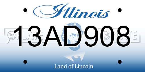 13AD908 Illinois License Plate