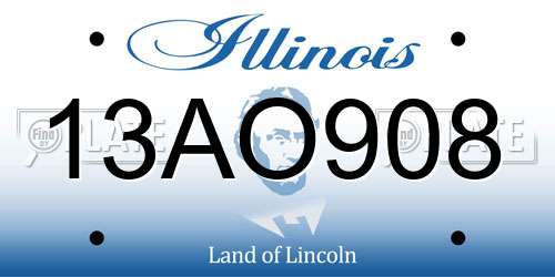 13AO908 Illinois License Plate