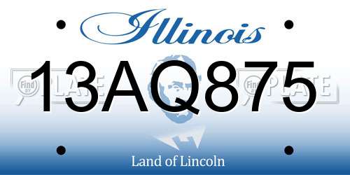 13AQ875 Illinois License Plate