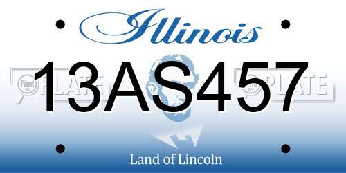 13AS457 Illinois License Plate