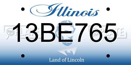 13BE765 Illinois License Plate