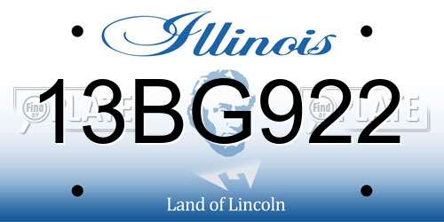 13BG922 Illinois License Plate
