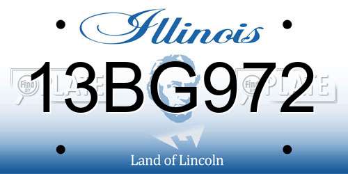 13BG972 Illinois License Plate