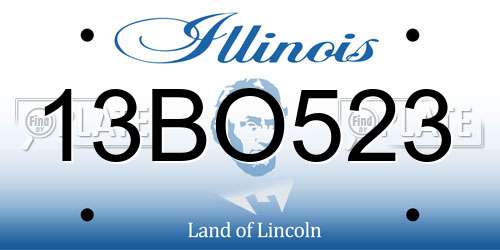 13BO523 Illinois License Plate