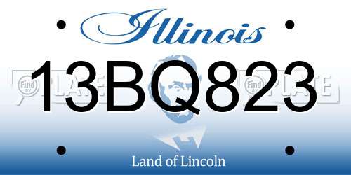 13BQ823 Illinois License Plate
