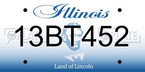 13BT452 Illinois License Plate