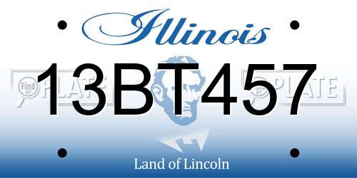 13BT457 Illinois License Plate
