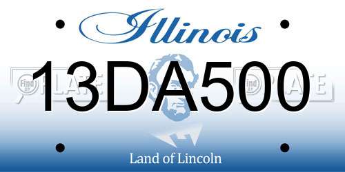 13DA500 Illinois License Plate