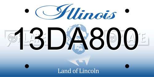 13DA800 Illinois License Plate