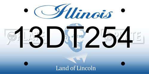 13DT254 Illinois License Plate