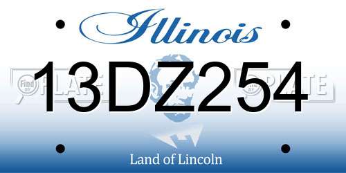 13DZ254 Illinois License Plate