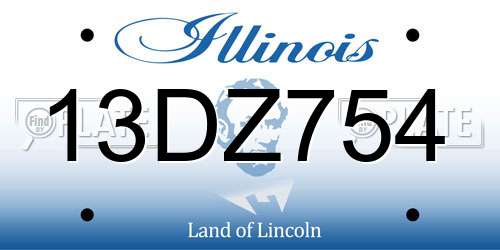 13DZ754 Illinois License Plate