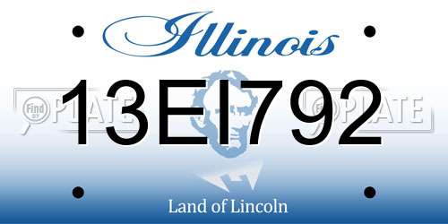 13EI792 Illinois License Plate