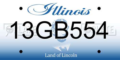 13GB554 Illinois License Plate