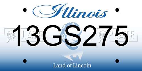 13GS275 Illinois License Plate