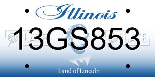 13GS853 Illinois License Plate