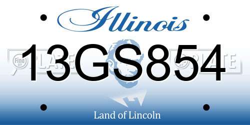 13GS854 Illinois License Plate