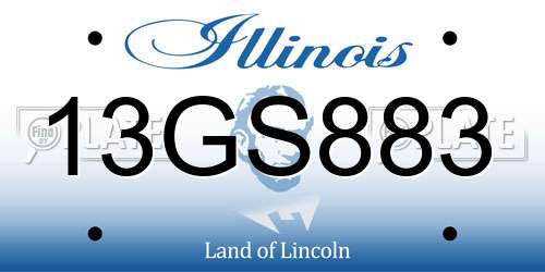 13GS883 Illinois License Plate