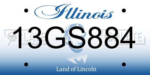 13GS884 Illinois License Plate