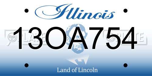 13OA754 Illinois License Plate